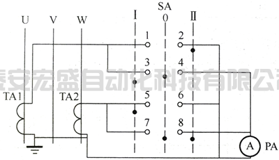 LW5-15/LH1型电流换相开关接线图